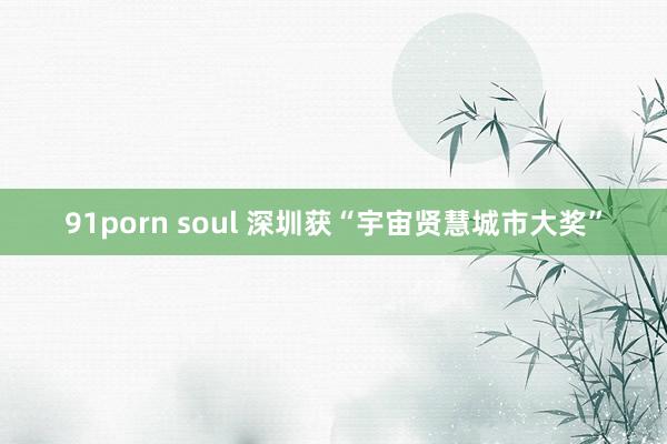 91porn soul 深圳获“宇宙贤慧城市大奖”