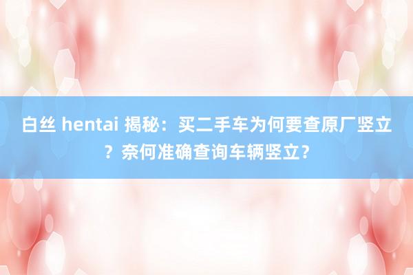 白丝 hentai 揭秘：买二手车为何要查原厂竖立？奈何准确查询车辆竖立？