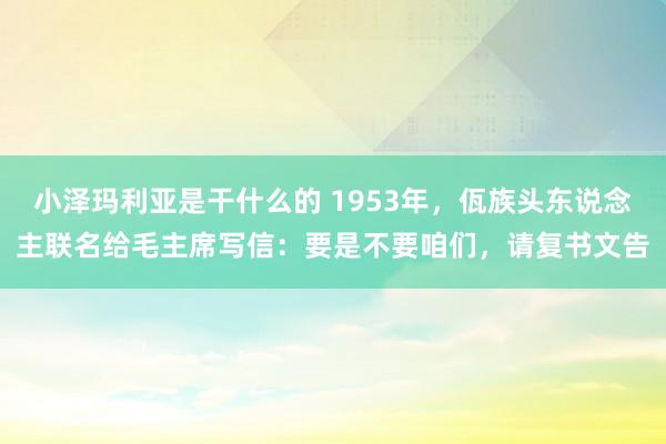 小泽玛利亚是干什么的 1953年，佤族头东说念主联名给毛主席写信：要是不要咱们，请复书文告