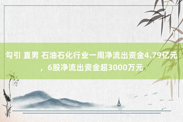 勾引 直男 石油石化行业一周净流出资金4.79亿元，6股净流出资金超3000万元