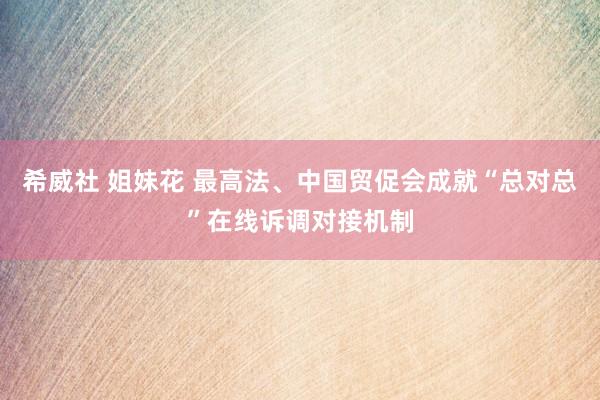 希威社 姐妹花 最高法、中国贸促会成就“总对总”在线诉调对接机制