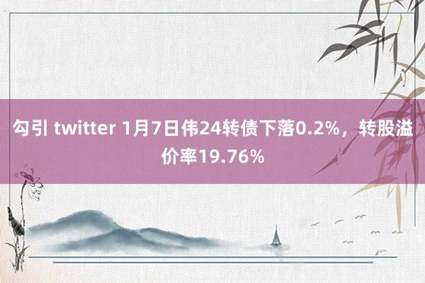 勾引 twitter 1月7日伟24转债下落0.2%，转股溢价率19.76%